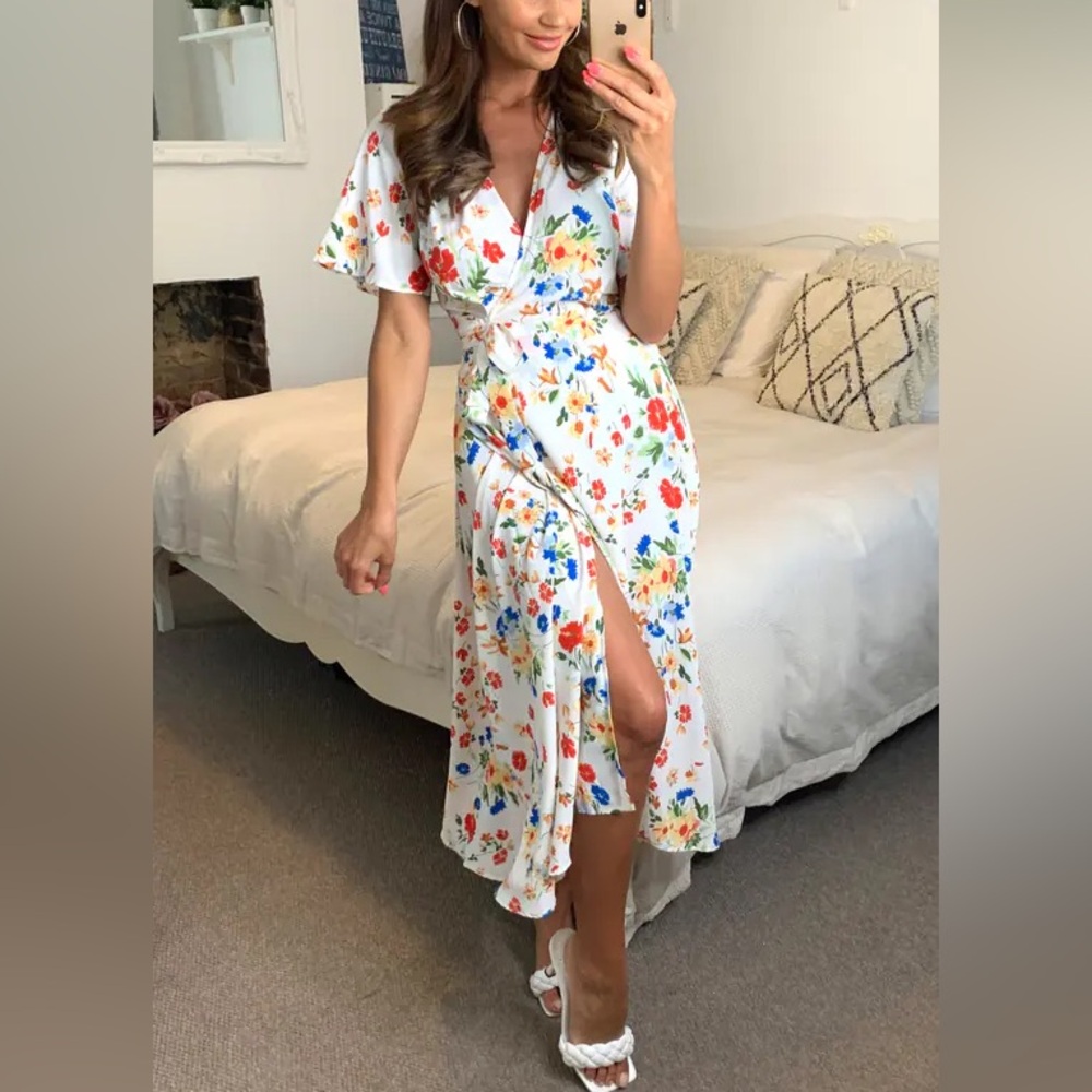 Floral Wrap Midi Dress UK sz18